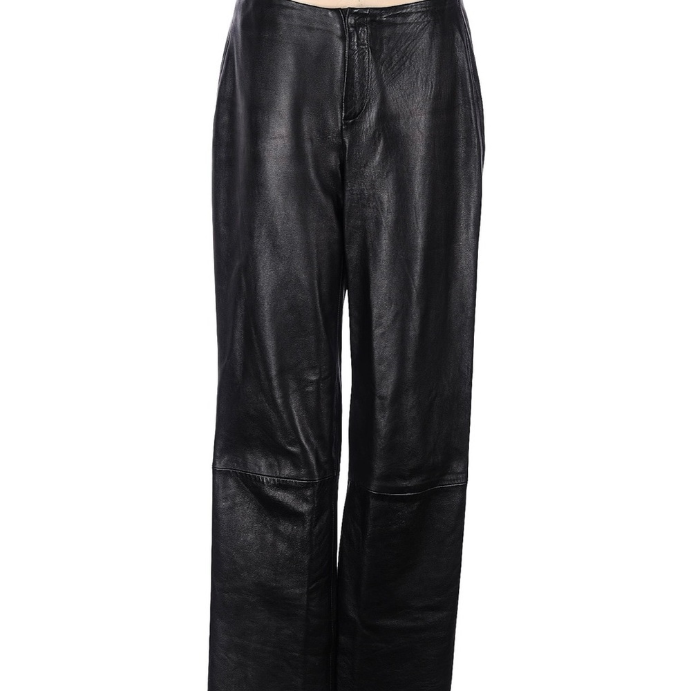 Banana Republic Black Straight Leg Leather Pants